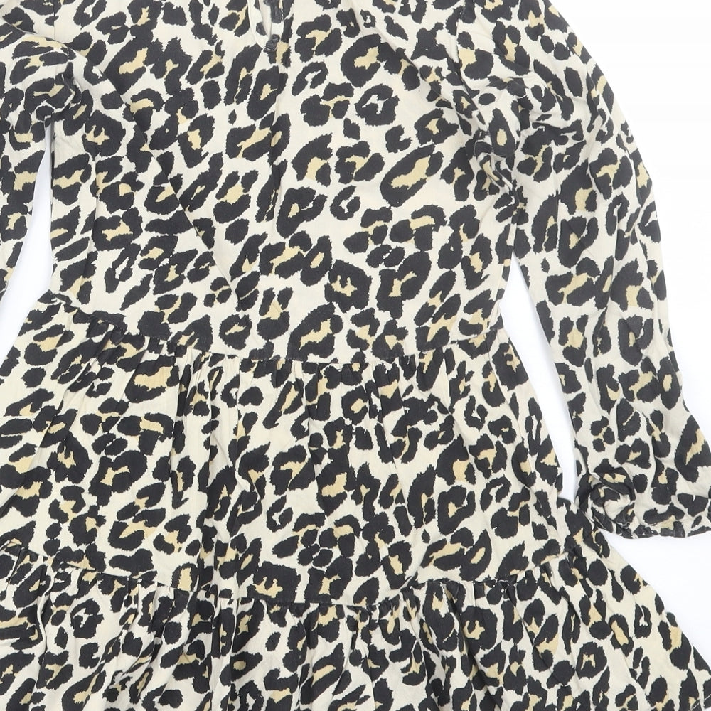 Pep&co Girls Beige Animal Print  T-Shirt Dress  Size 6-7 Years