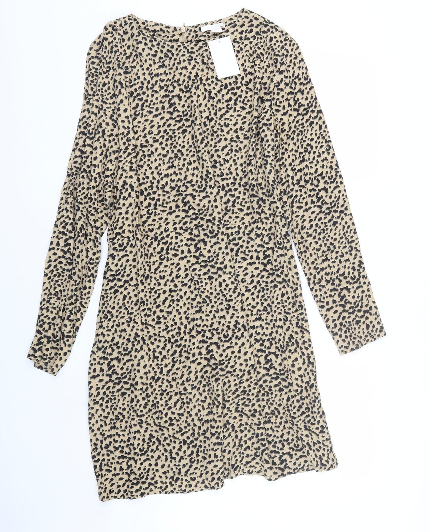 H&M Womens Brown Animal Print  T-Shirt Dress  Size 14
