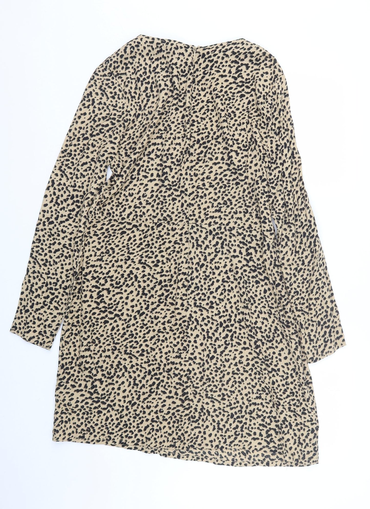 H&M Womens Brown Animal Print  T-Shirt Dress  Size 14