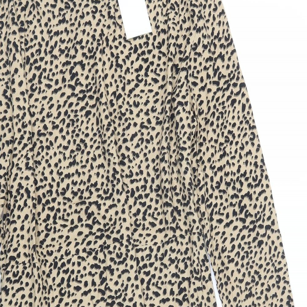 H&M Womens Brown Animal Print  T-Shirt Dress  Size 14