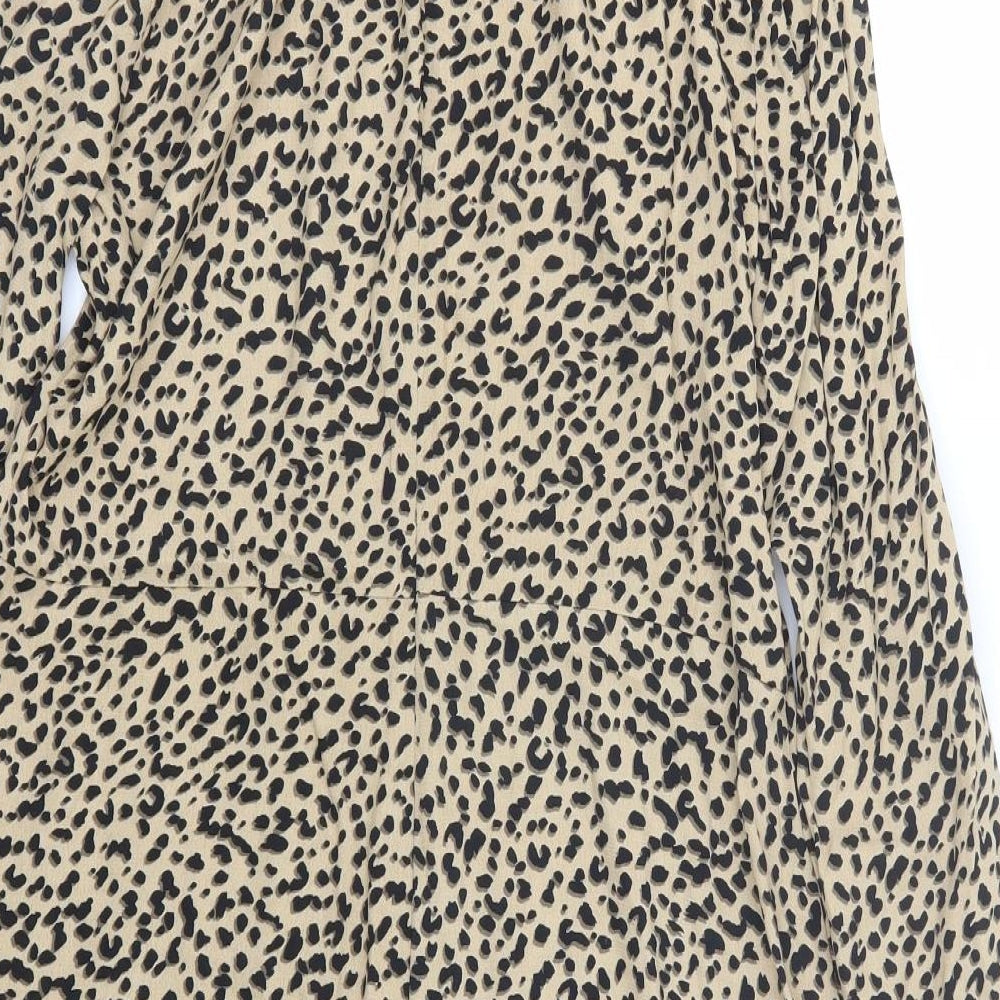 H&M Womens Brown Animal Print  T-Shirt Dress  Size 14