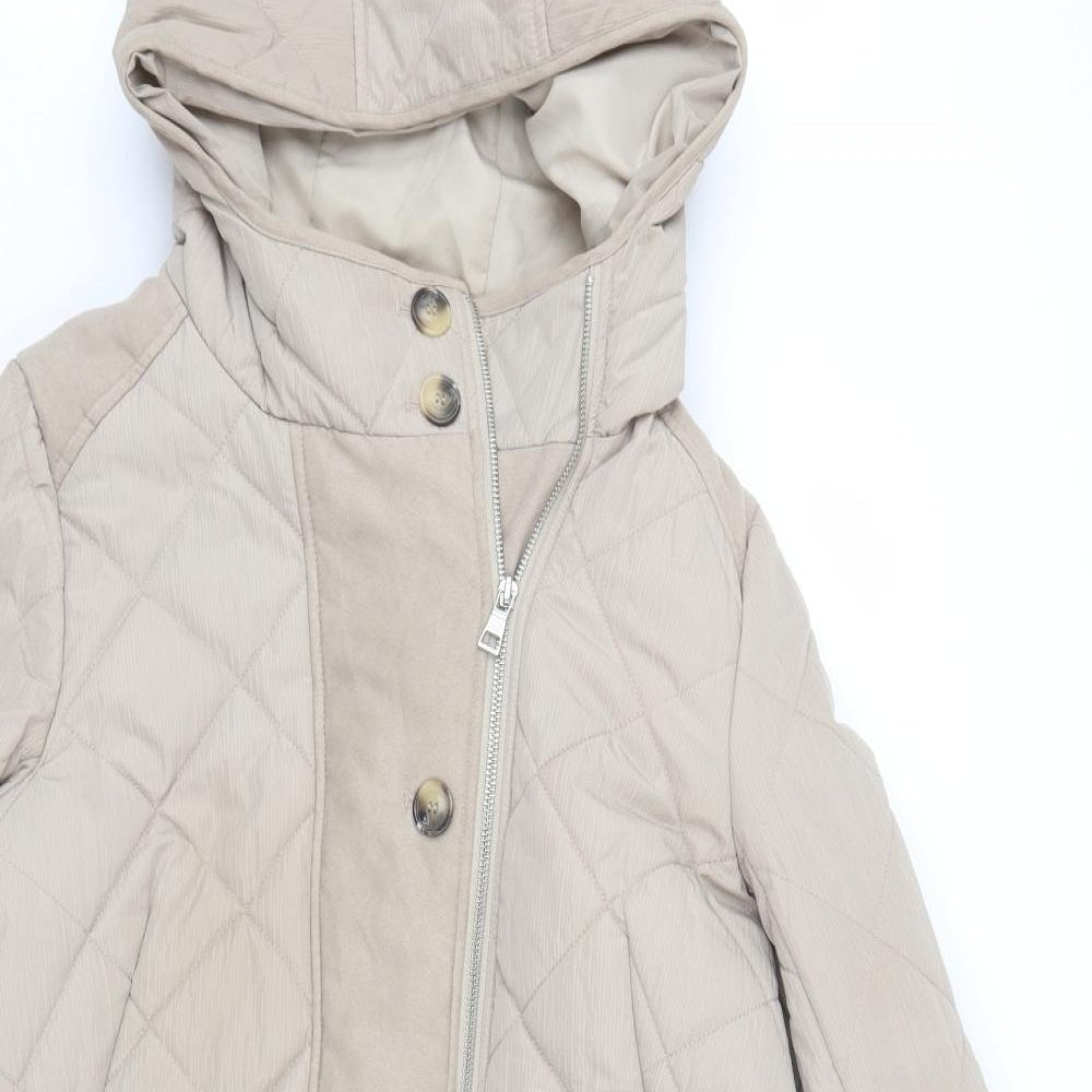 NEXT Womens Beige Argyle/Diamond  Quilted Coat Size 14