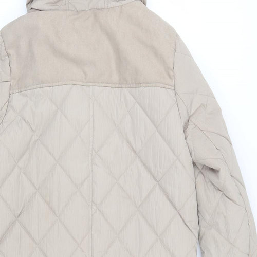 NEXT Womens Beige Argyle/Diamond  Quilted Coat Size 14