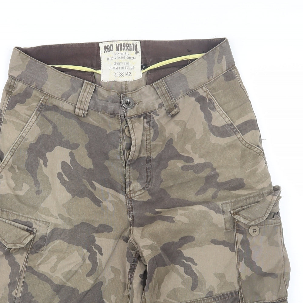 Red Herring Mens Green Camouflage  Cargo Shorts Size 32