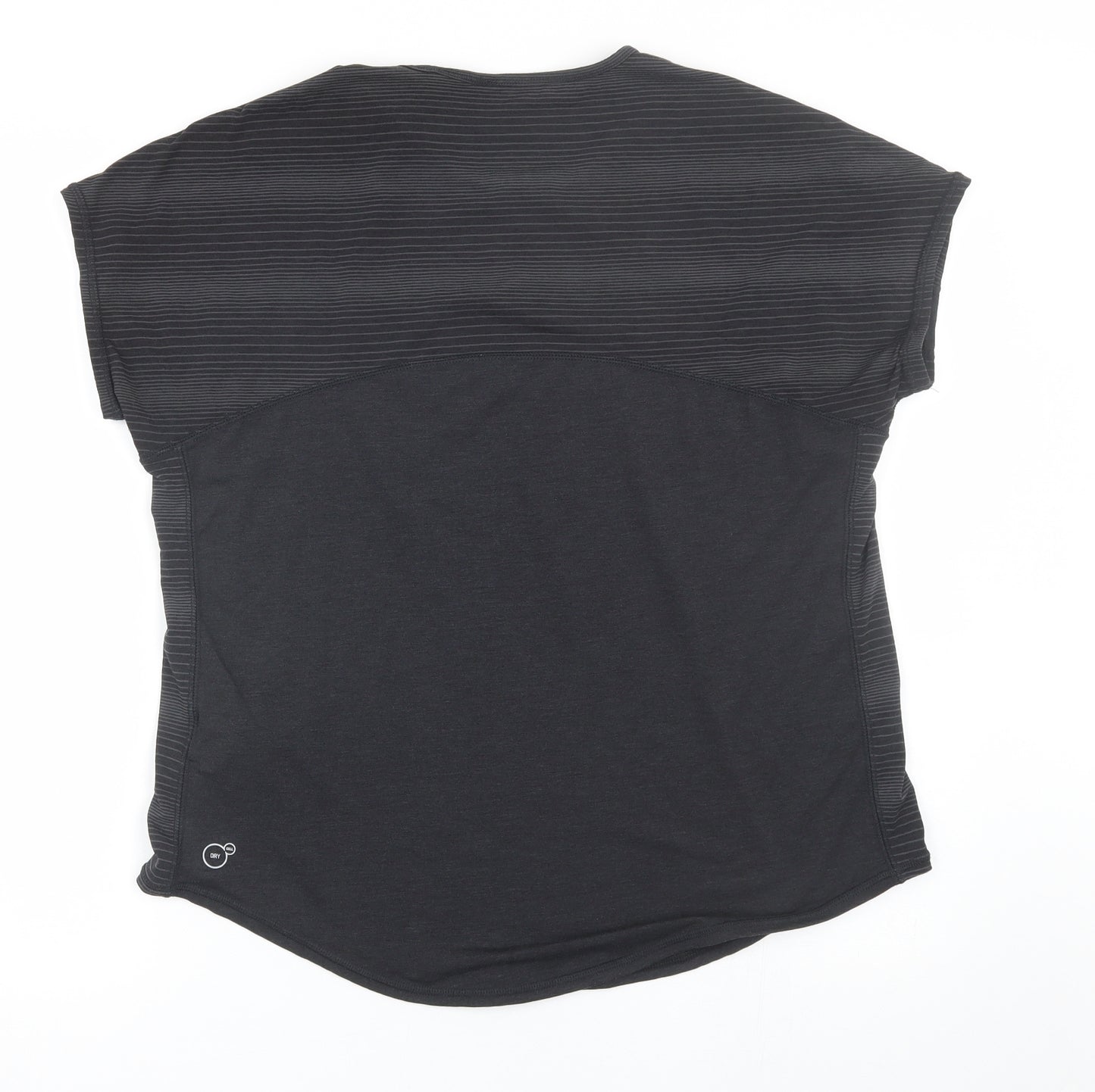 PUMA Womens Black Striped  Basic T-Shirt Size 16