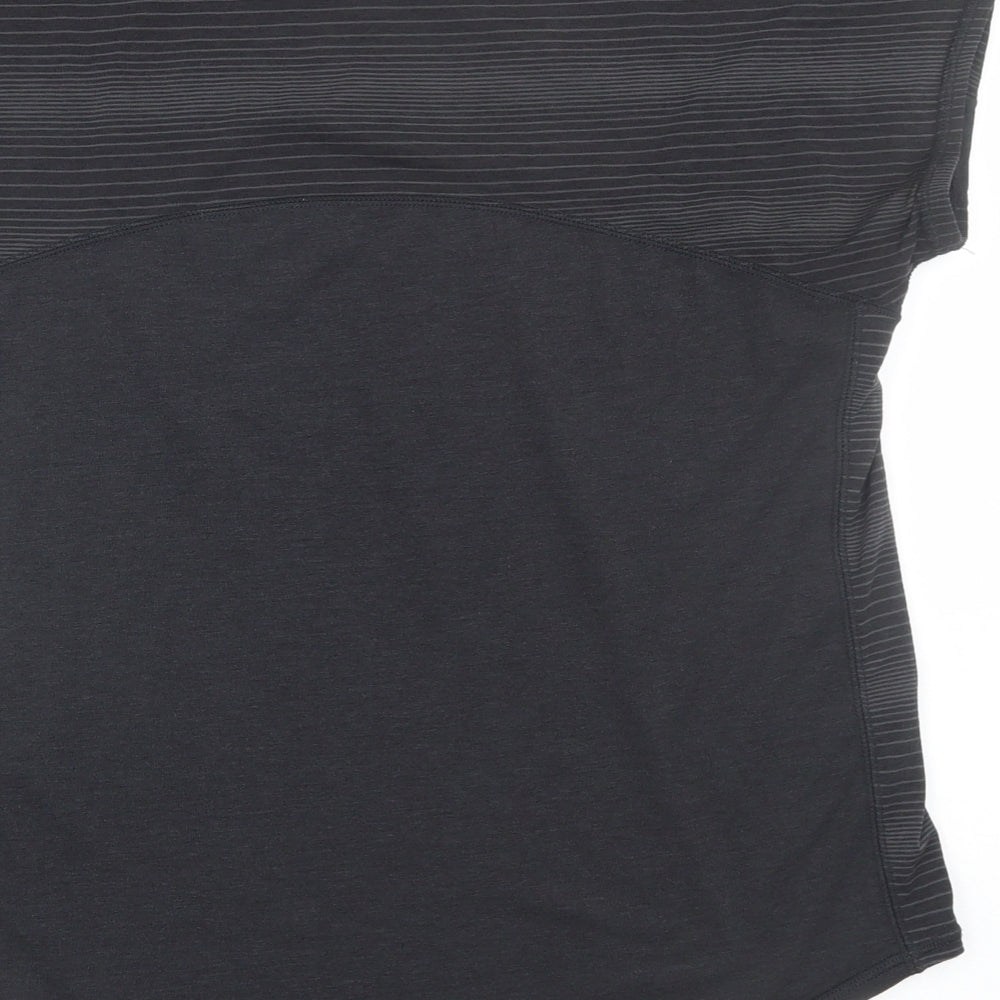 PUMA Womens Black Striped  Basic T-Shirt Size 16