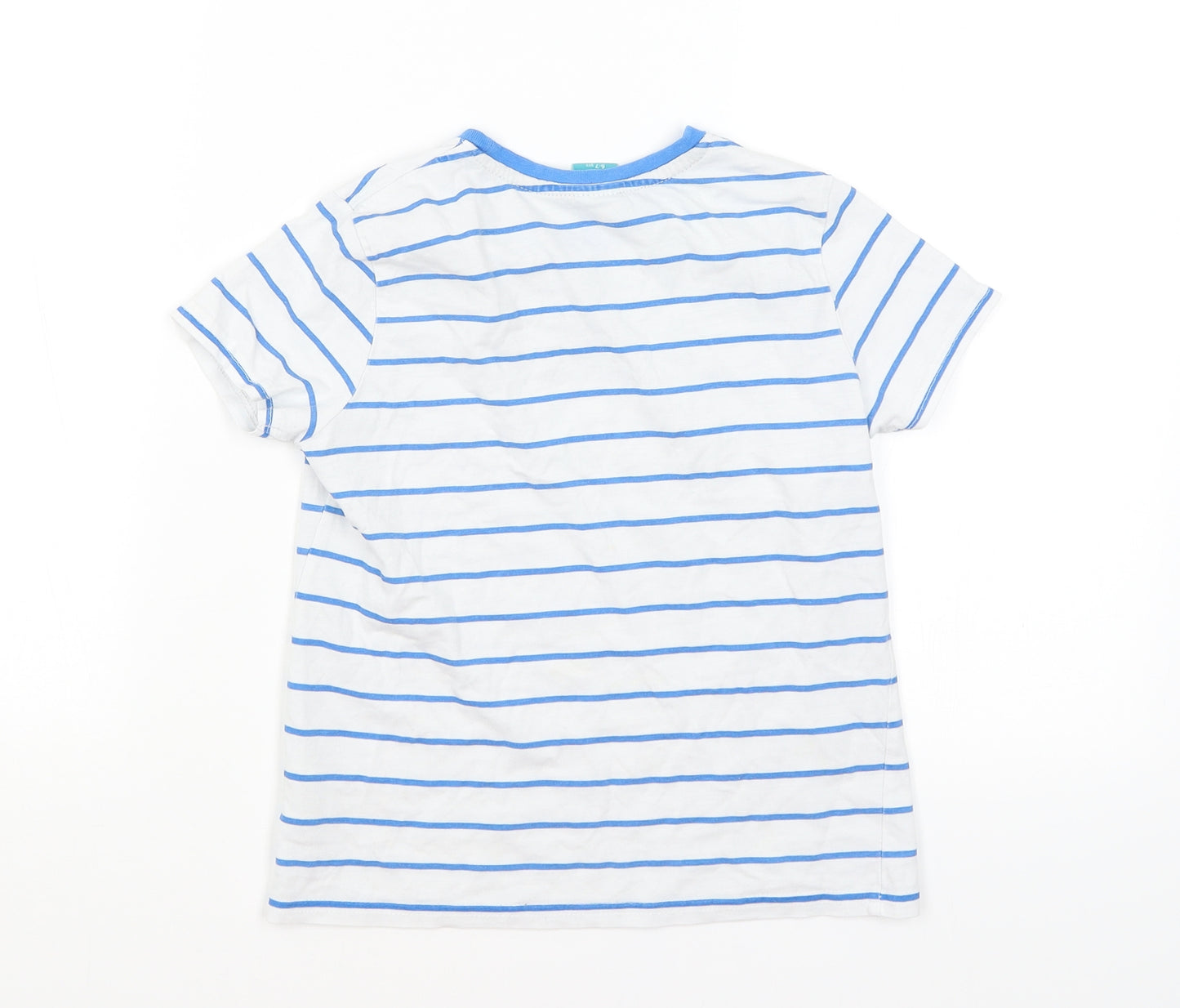 Little Kids Boys White Striped  Basic T-Shirt Size 6-7 Years  - Adventure Awaits