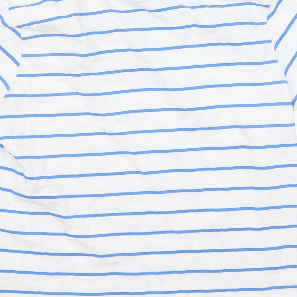 Little Kids Boys White Striped  Basic T-Shirt Size 6-7 Years  - Adventure Awaits