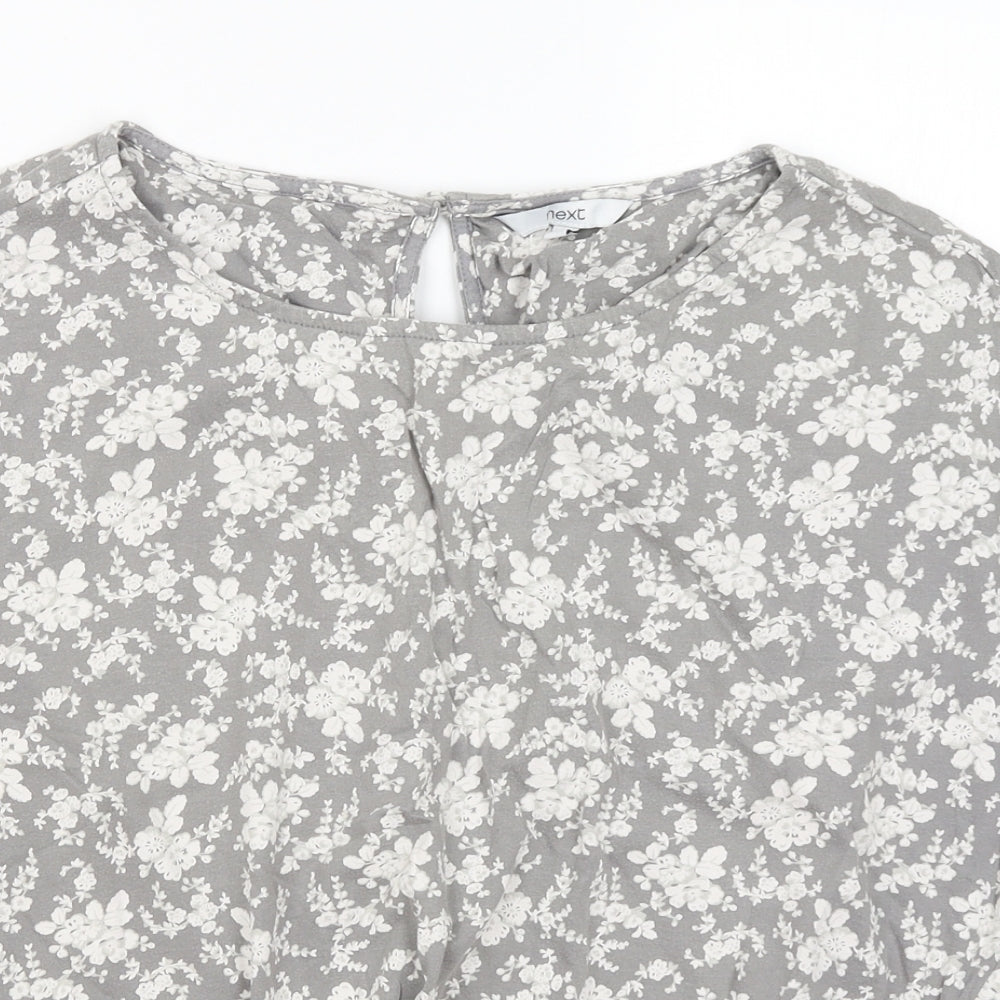 NEXT Womens Grey Floral  Basic T-Shirt Size 14