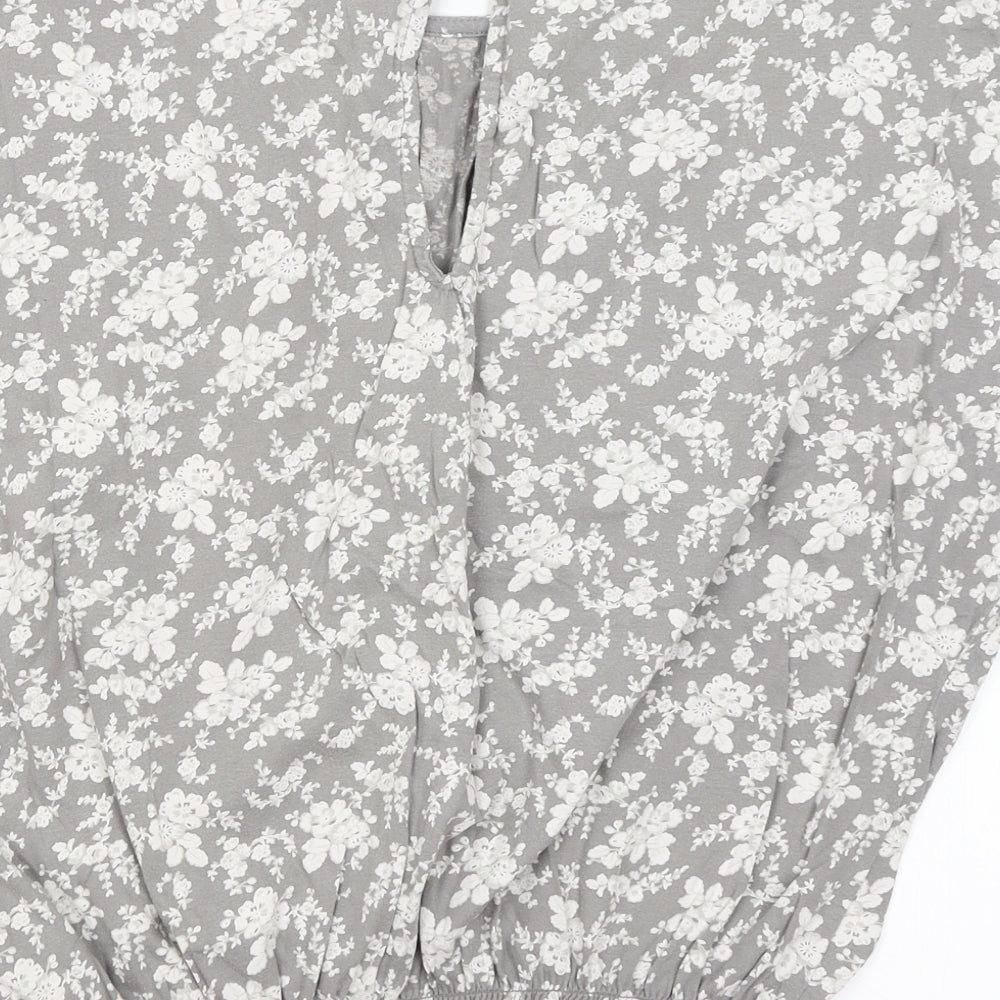 NEXT Womens Grey Floral  Basic T-Shirt Size 14