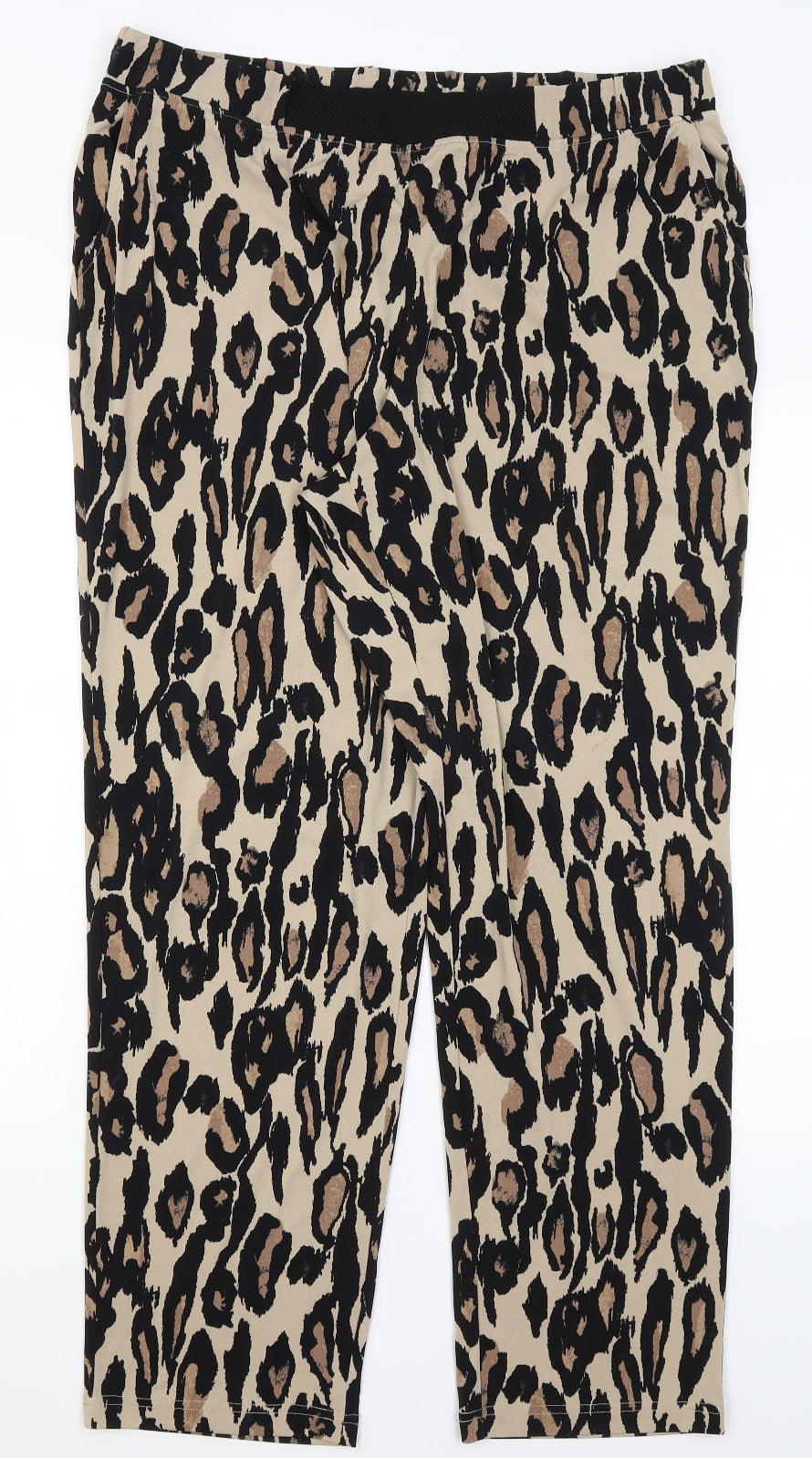 Nina Leonard Womens Beige Animal Print  Trousers  Size XL L29.5 in