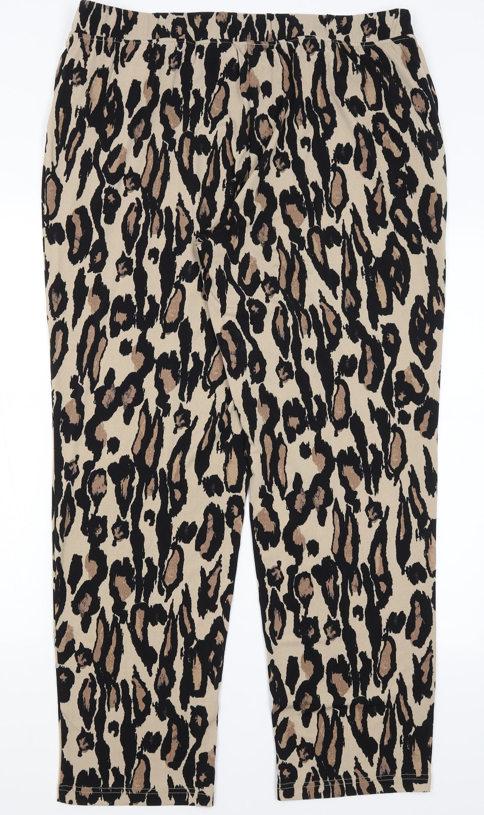 Nina Leonard Womens Beige Animal Print  Trousers  Size XL L29.5 in