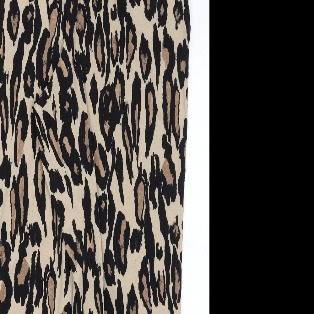 Nina Leonard Womens Beige Animal Print  Trousers  Size XL L29.5 in