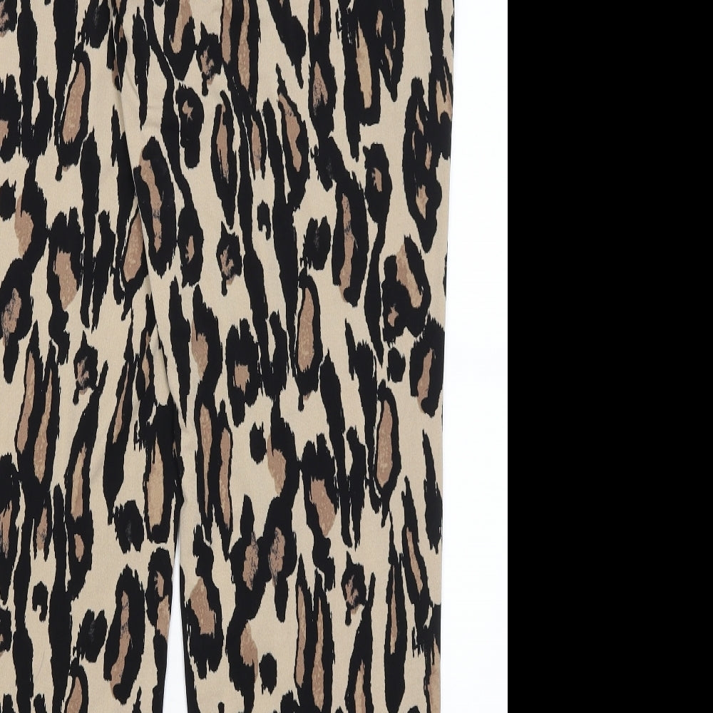 Nina Leonard Womens Beige Animal Print  Trousers  Size XL L29.5 in