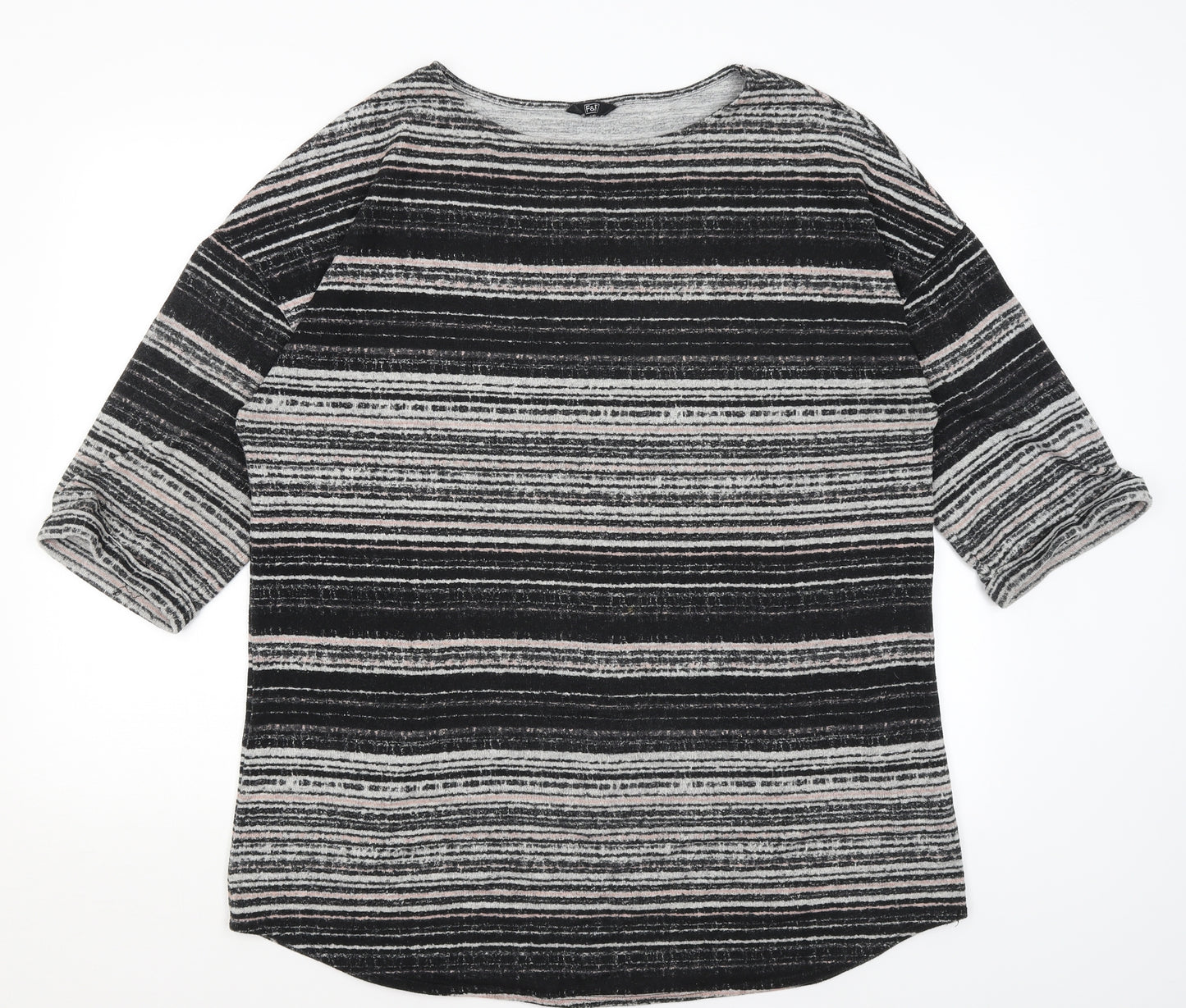 F&F Womens Black Striped  Pullover Jumper Size 18