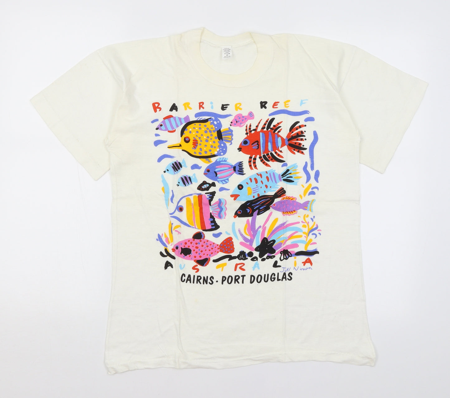 Preworn Womens Ivory   Basic T-Shirt Size M  - Barrier Reef