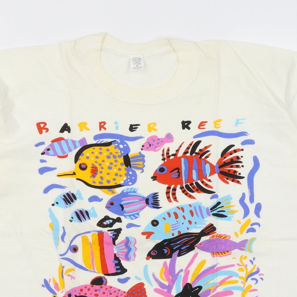 Preworn Womens Ivory   Basic T-Shirt Size M  - Barrier Reef