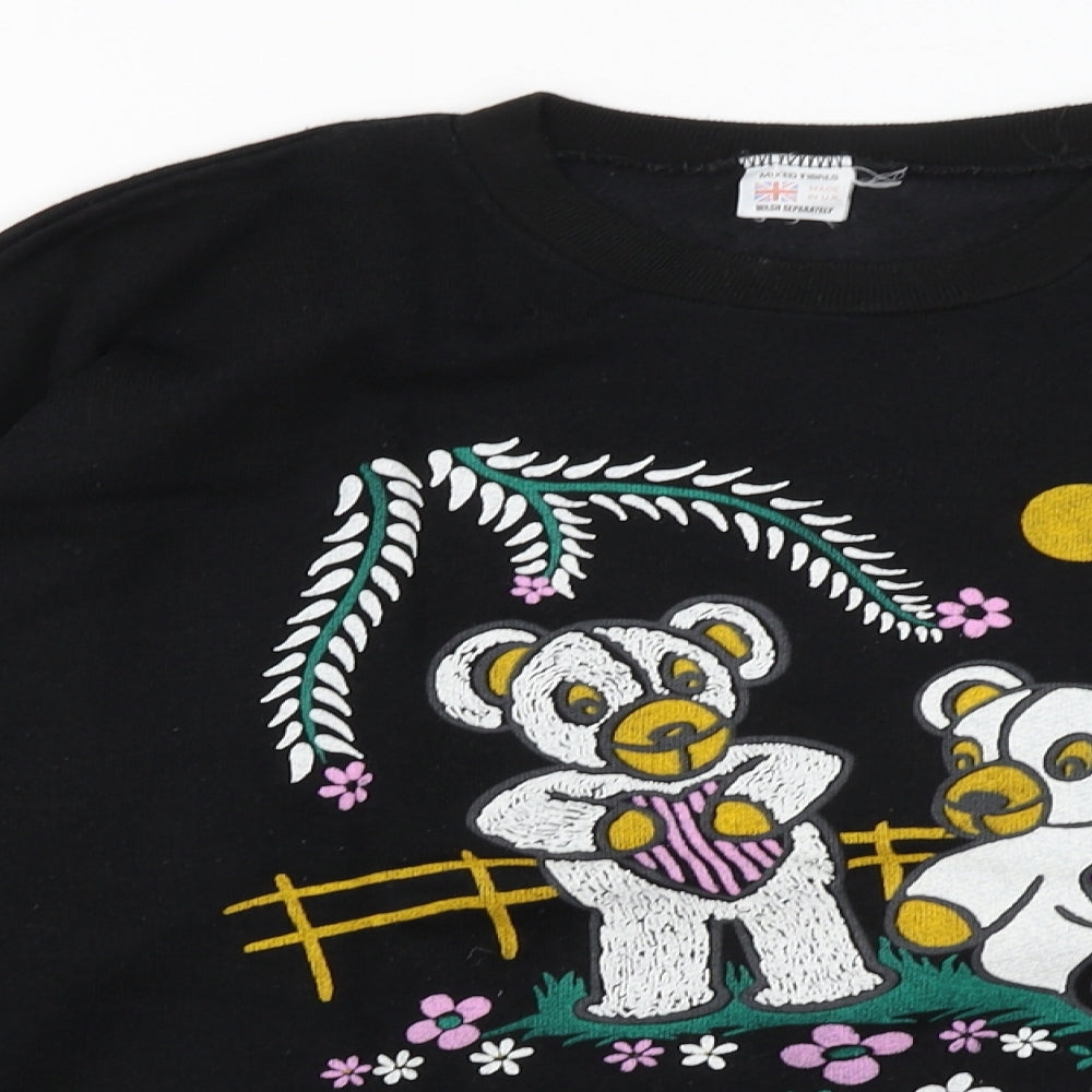 Preworn Womens Black   Pullover Jumper Size L  - Teddy Bears