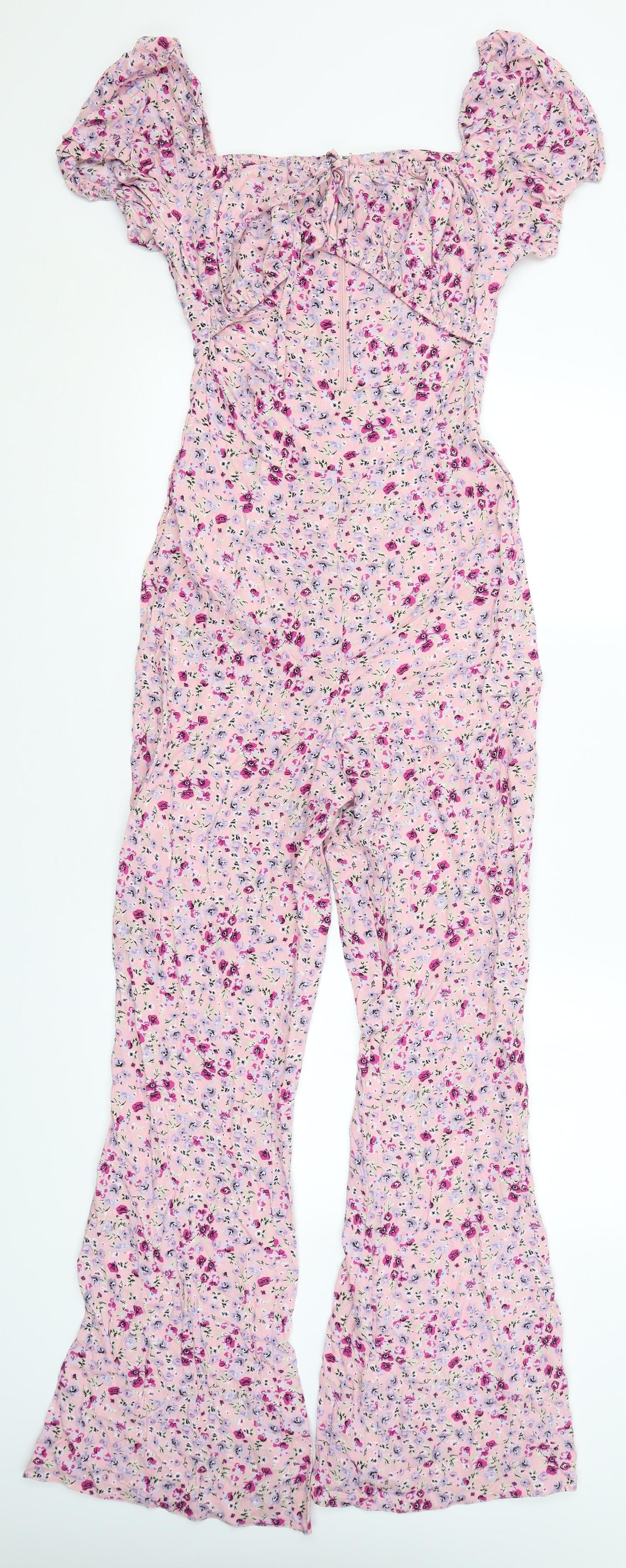 ASOS Womens Pink Floral  Catsuit One-Piece Size 8 L28 in