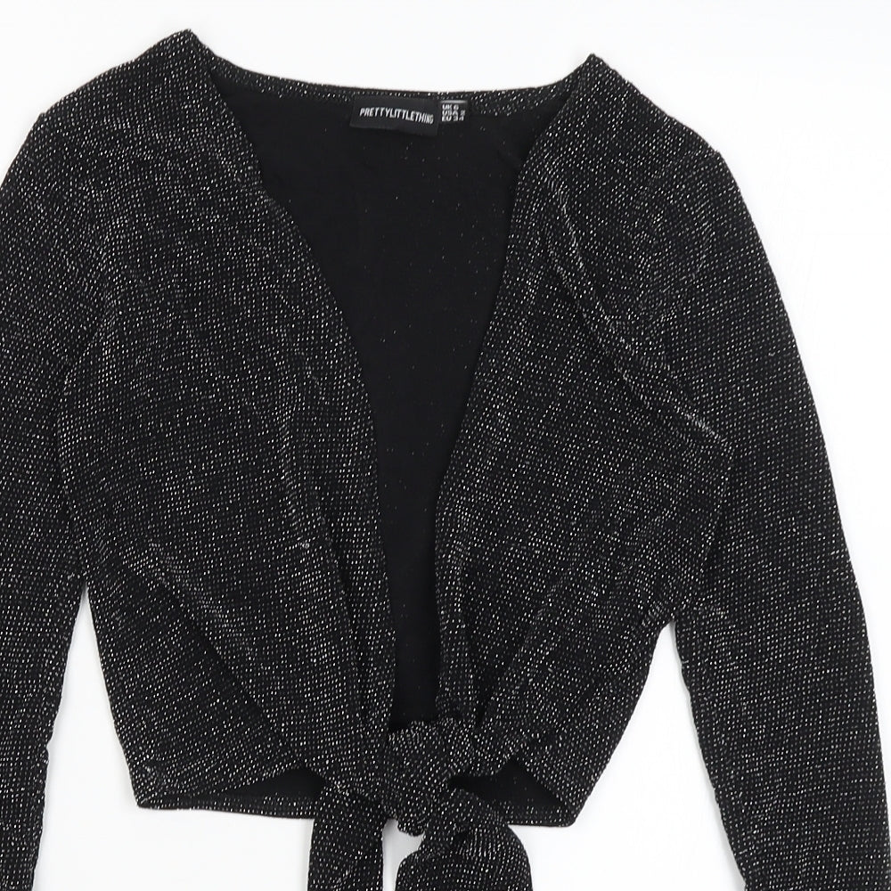 Pretty Little Thing Womens Black   Wrap Jumper Size 6