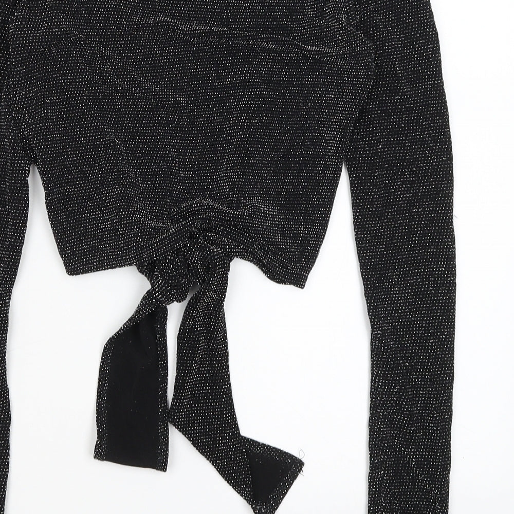 Pretty Little Thing Womens Black   Wrap Jumper Size 6