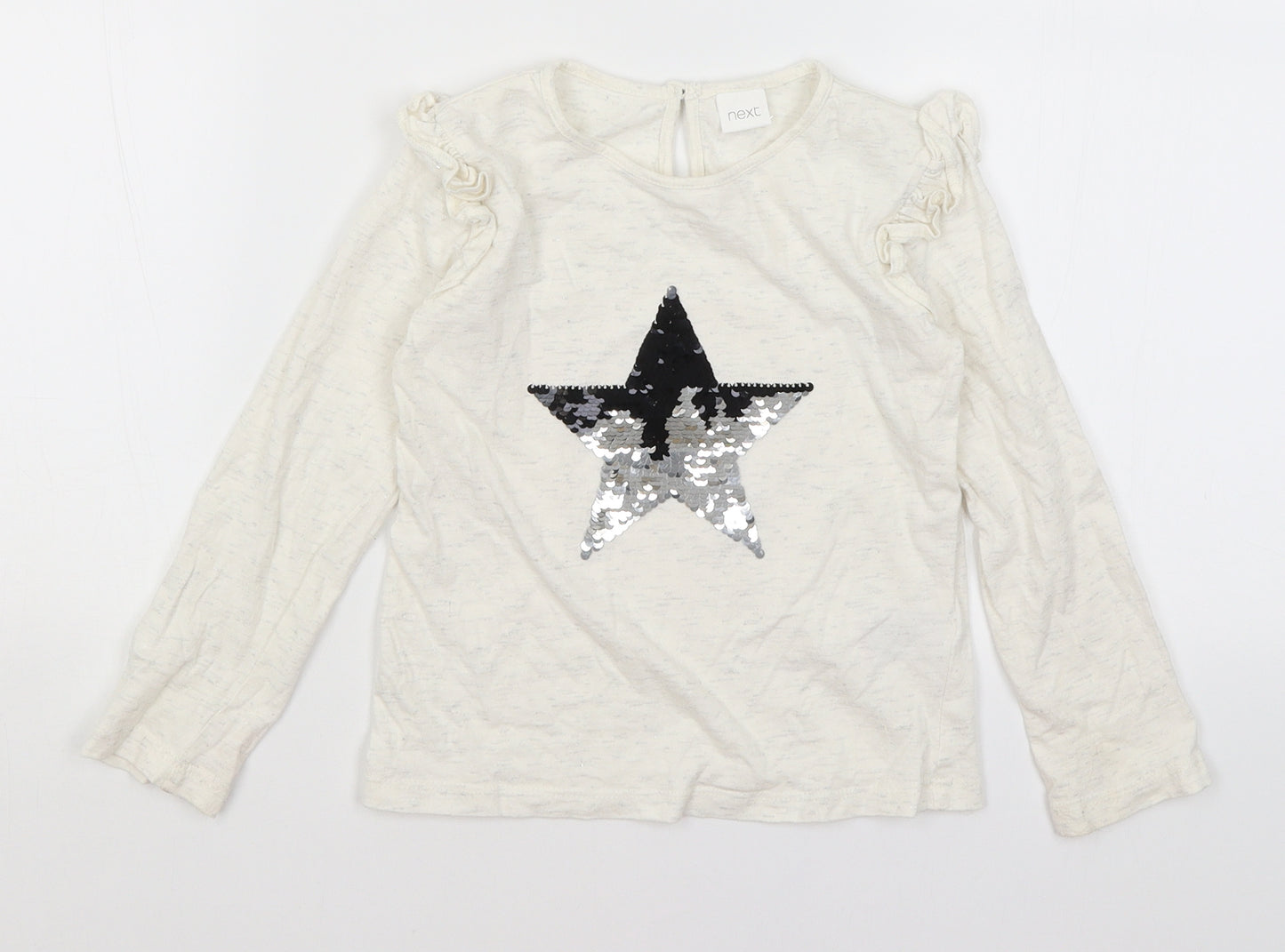 NEXT Girls White   Basic T-Shirt Size 4-5 Years  - Star
