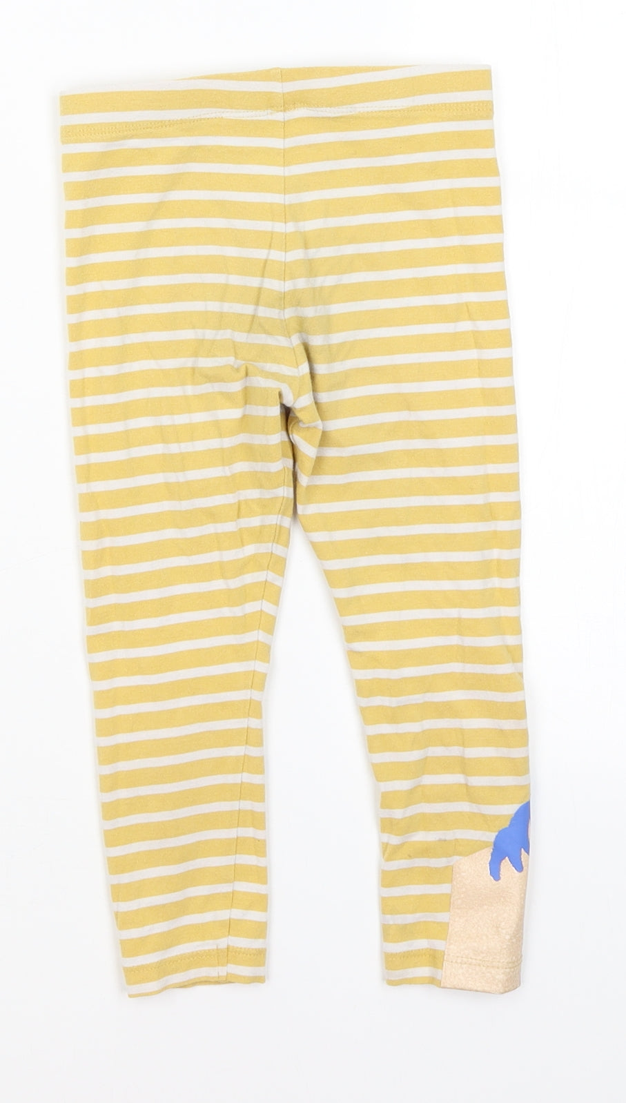 M&S Girls Yellow Striped  Capri Trousers Size 3-4 Years - Unicorn