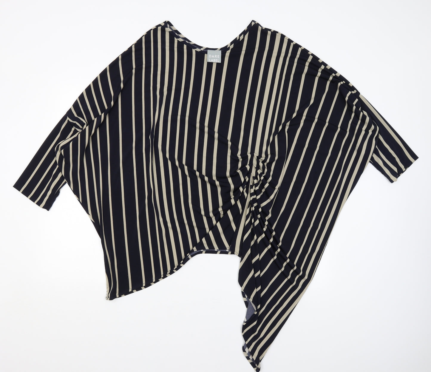 Dare Label Womens Blue Striped  Basic Blouse Size L