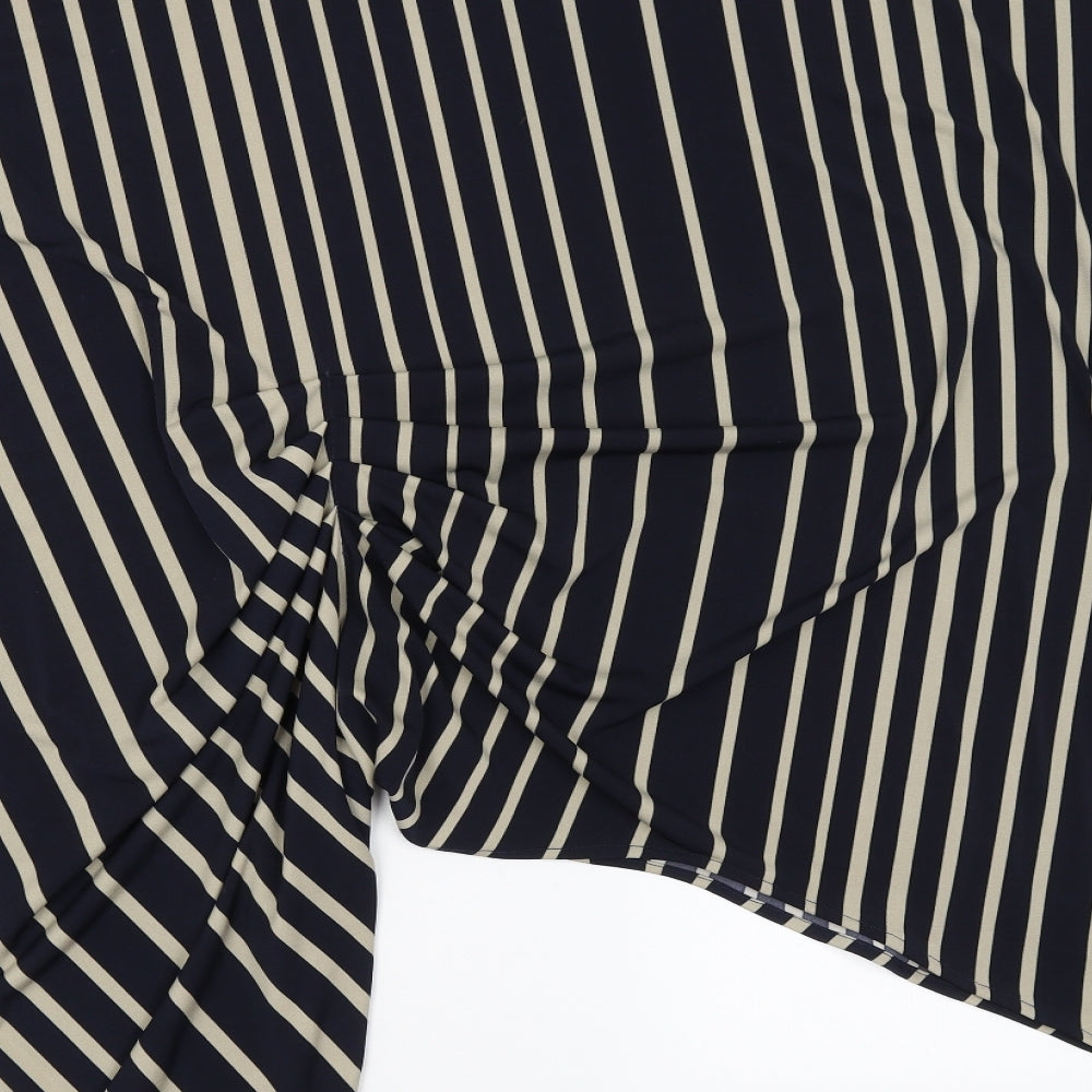 Dare Label Womens Blue Striped  Basic Blouse Size L