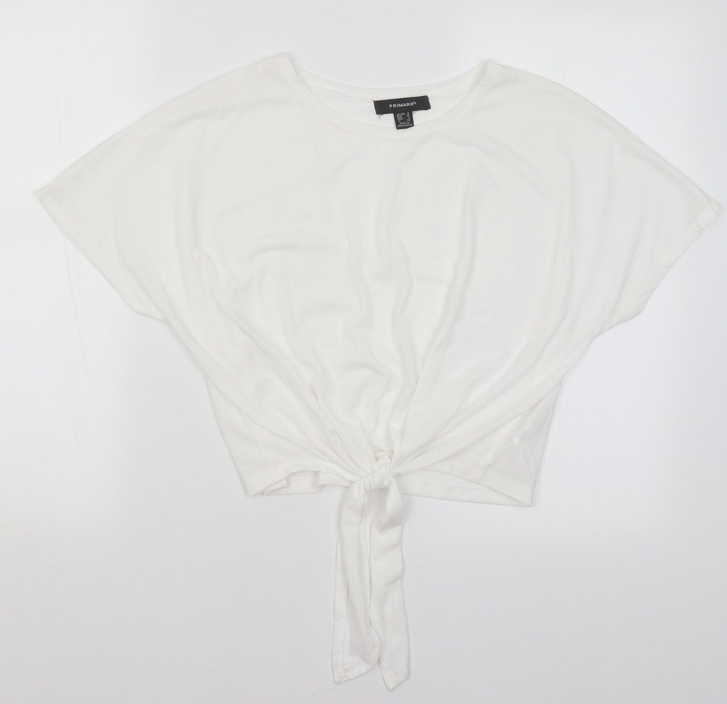 Primark Womens White   Cropped T-Shirt Size 8