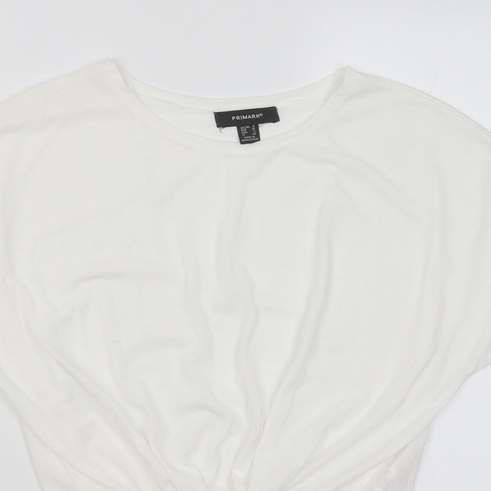 Primark Womens White   Cropped T-Shirt Size 8