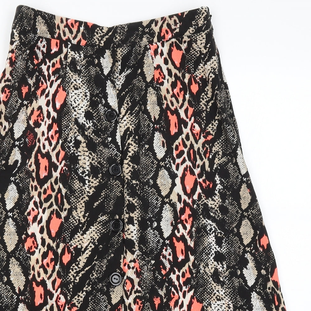 Papaya Womens Black Animal Print  A-Line Skirt Size 10