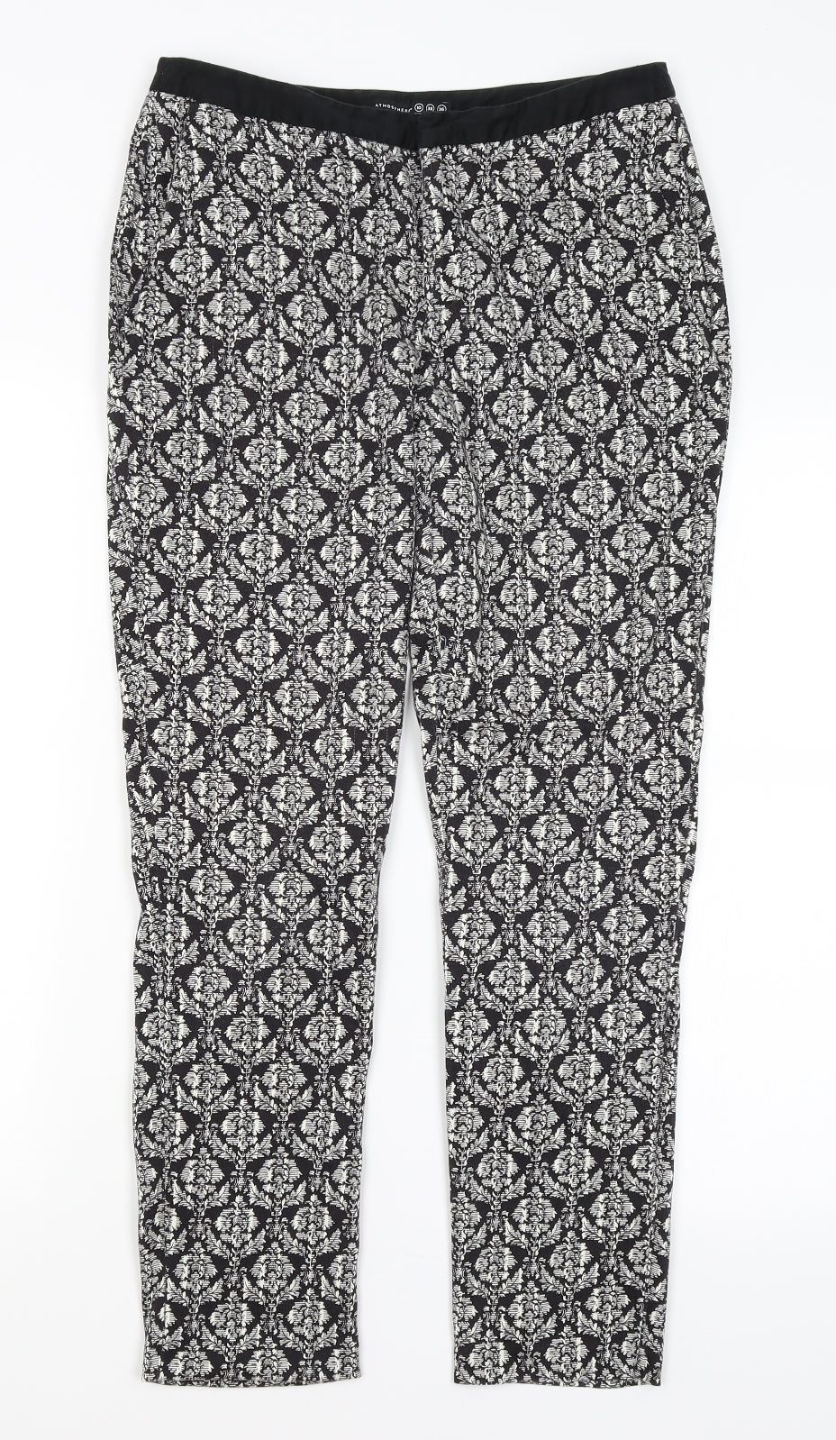 Atmosphere Womens Black Paisley  Capri Trousers Size 10 L26 in