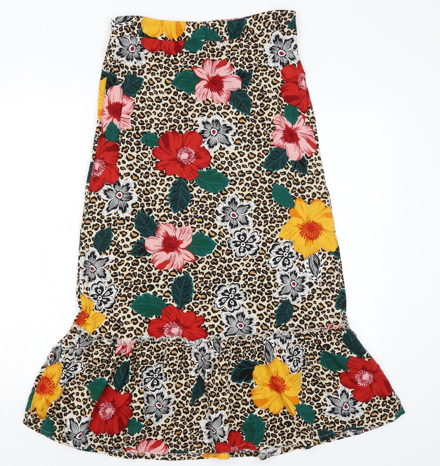 Papaya Womens Beige Animal Print  A-Line Skirt Size 10