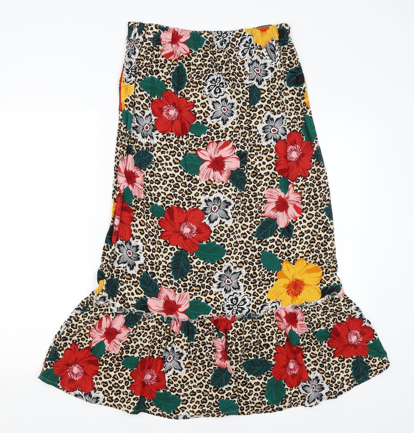 Papaya Womens Beige Animal Print  A-Line Skirt Size 10