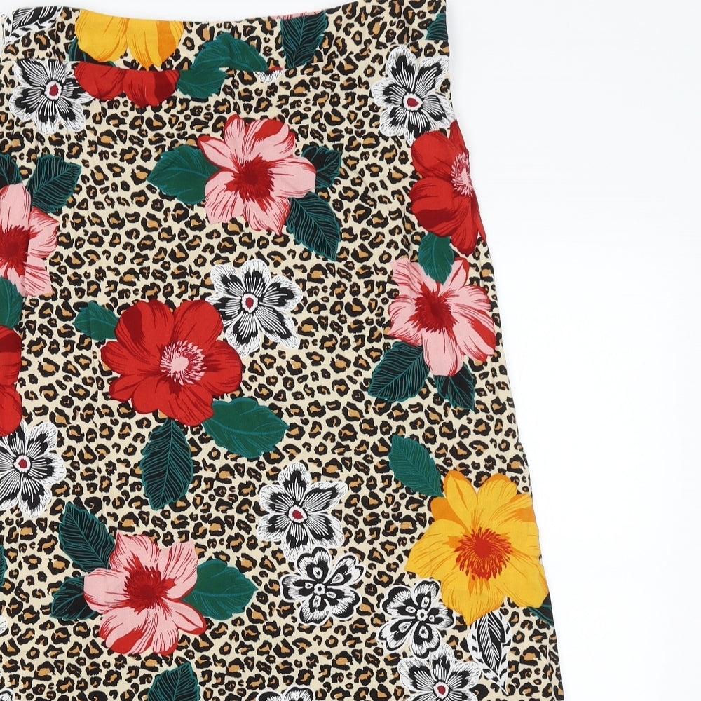 Papaya Womens Beige Animal Print  A-Line Skirt Size 10