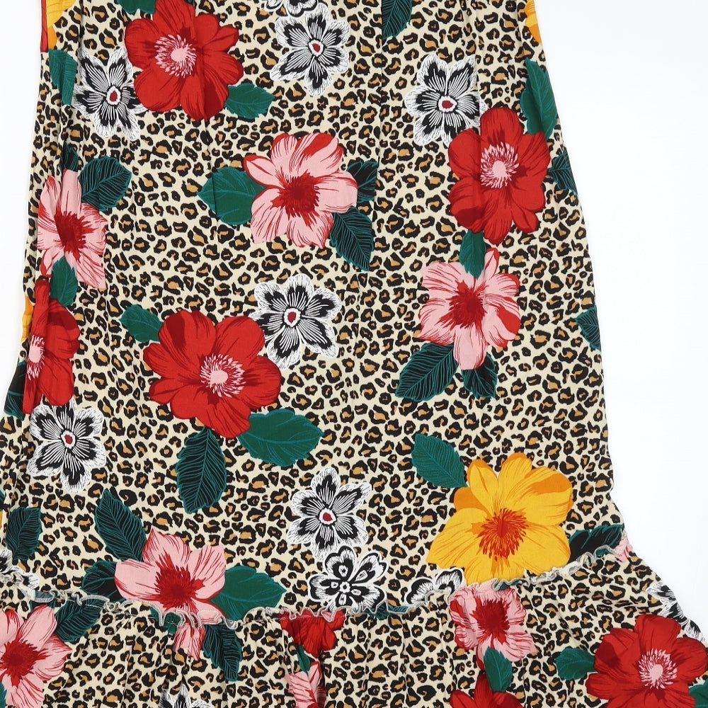 Papaya Womens Beige Animal Print  A-Line Skirt Size 10