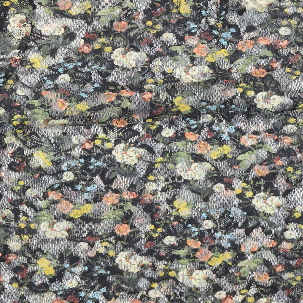 Papaya Womens Black Floral  Basic Blouse Size 12