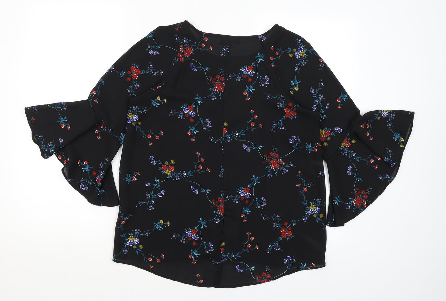 Papaya Womens Black Floral  Basic Blouse Size 10