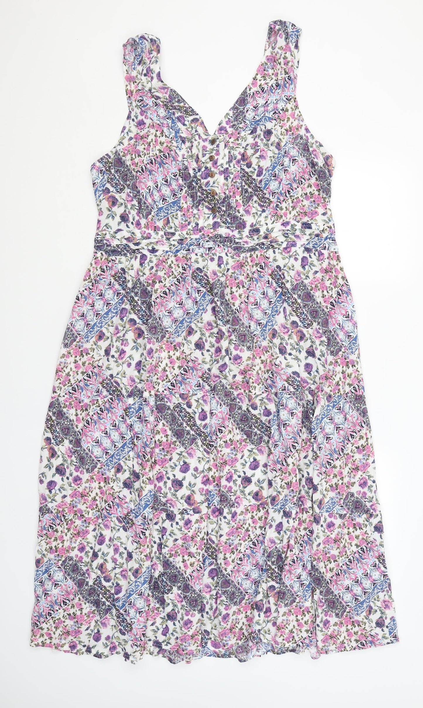 Cotton Traders Womens White Floral  Fit & Flare  Size 20