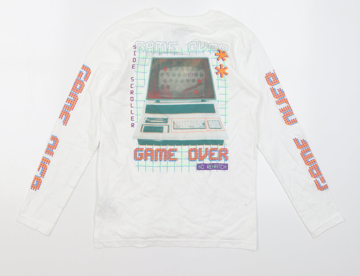 M&S Boys White   Basic T-Shirt Size 9-10 Years  - Game Over