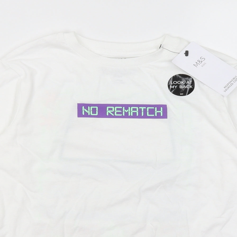 M&S Boys White   Basic T-Shirt Size 9-10 Years  - Game Over