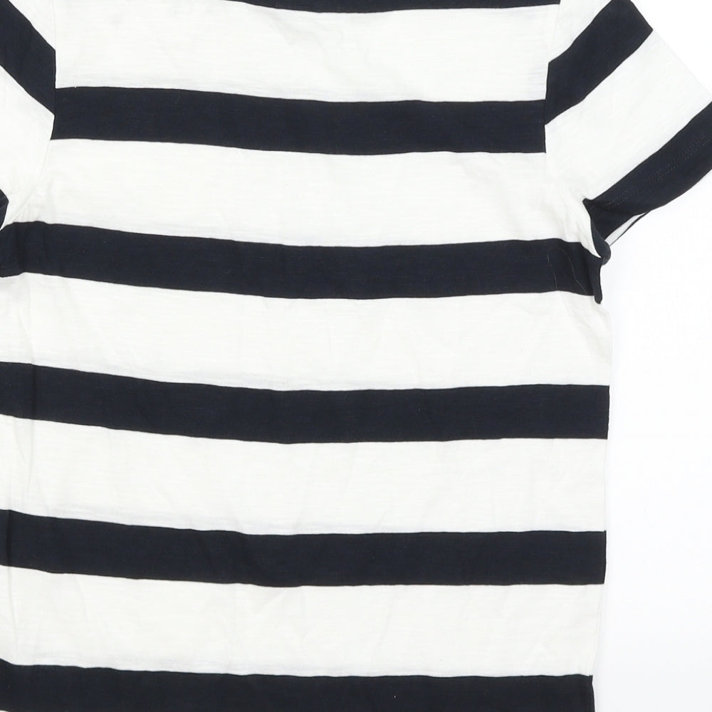 M&S Boys White Striped  Basic T-Shirt Size 10-11 Years