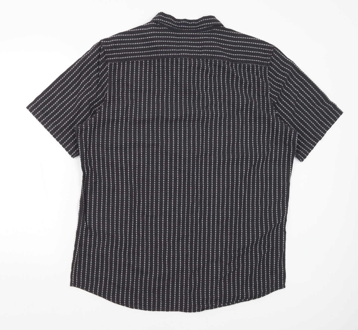 George Mens Grey Striped   Button-Up Size L