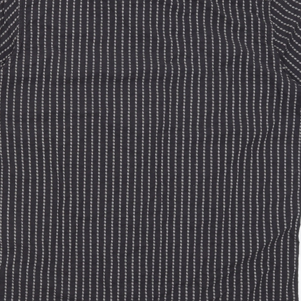 George Mens Grey Striped   Button-Up Size L