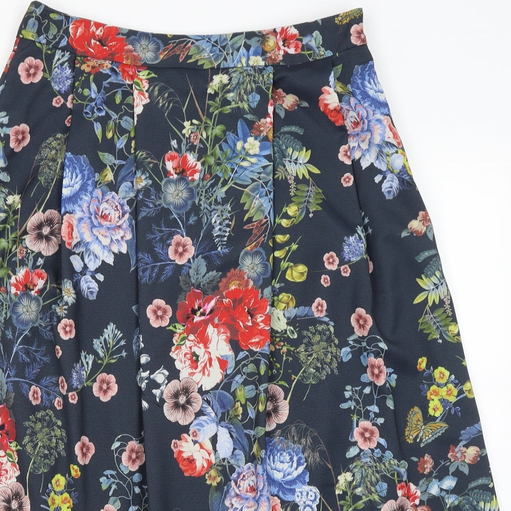 M&S Womens Blue Floral  A-Line Skirt Size 12