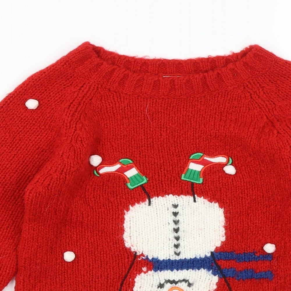 NEXT Girls Red   Pullover Jumper Size 10 Years  - Snowman