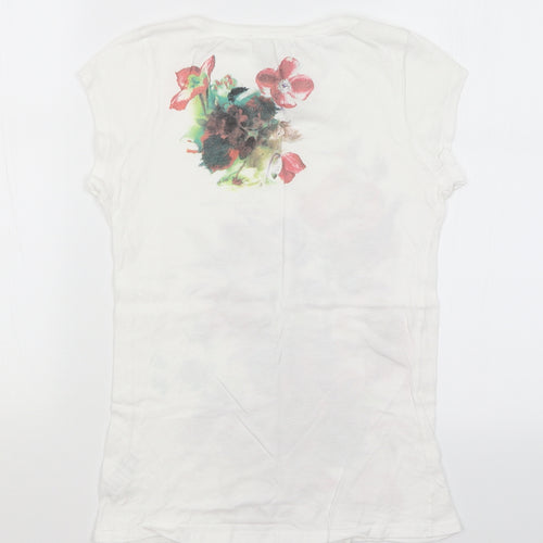 NEXT Womens White Floral  Basic T-Shirt Size 6
