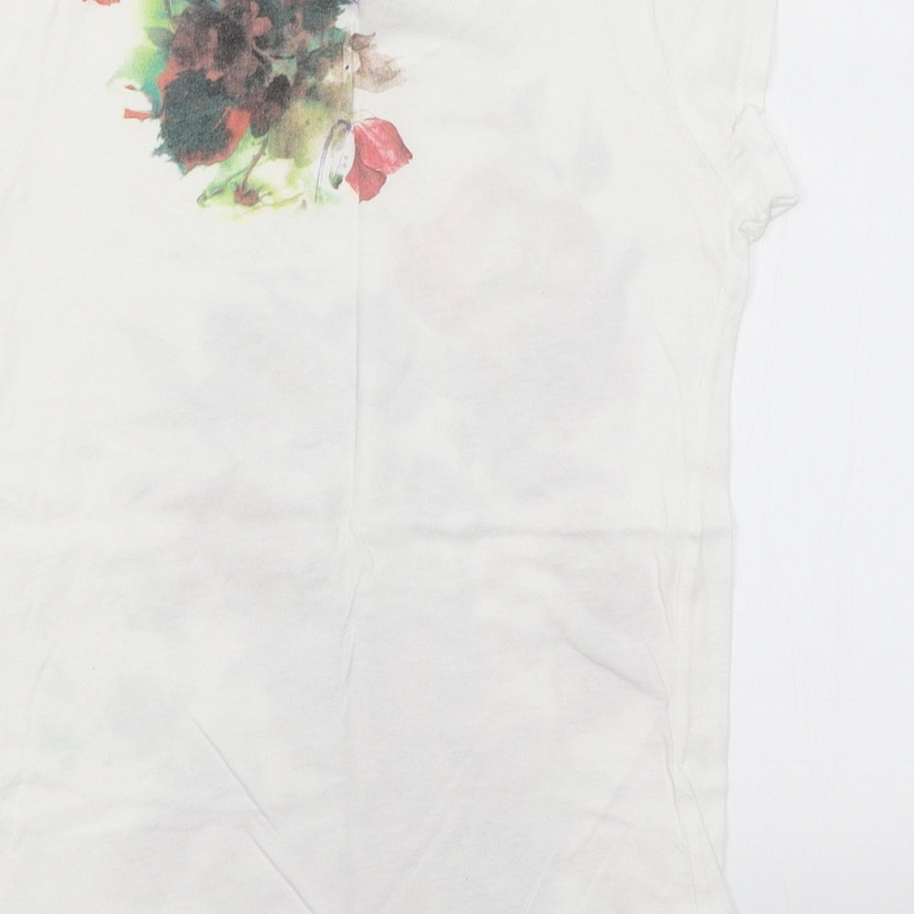 NEXT Womens White Floral  Basic T-Shirt Size 6