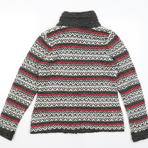 Per Una Womens Grey Striped  Cardigan Jumper Size M